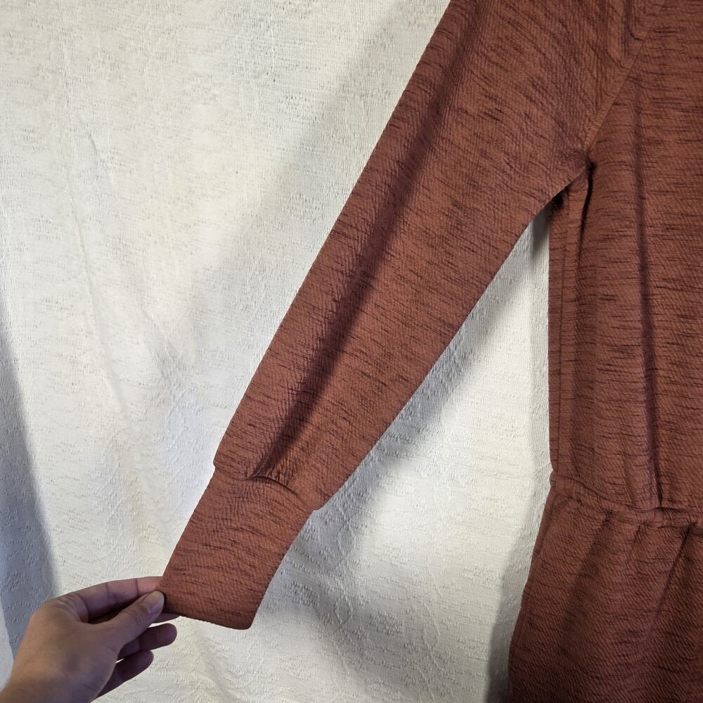 Prana Foundation Long Sleeve Dress Small Rust Tie Waist Pocket Casual Athleisure - Picture 5 of 11